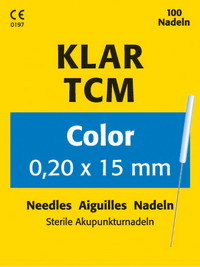 KLAR TCM Color beschichtete Akupunkturnadeln, farbige Kunststoffgriffe, 100 Nadeln